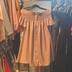 Off the shoulder button up dress